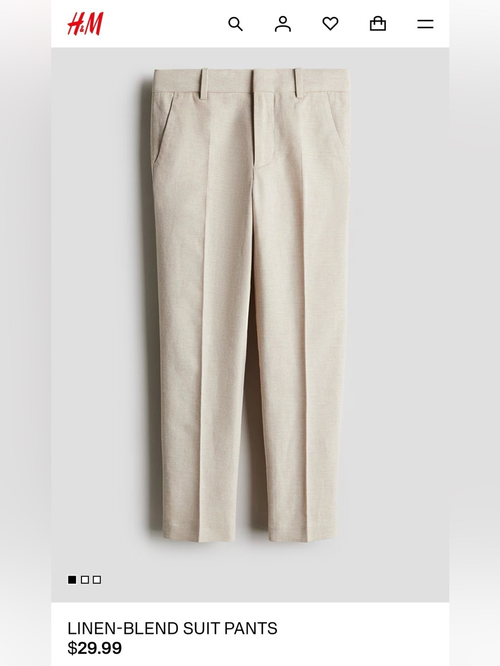 H&M Linen Blend slim fit suit pants brand new with tags US size 12